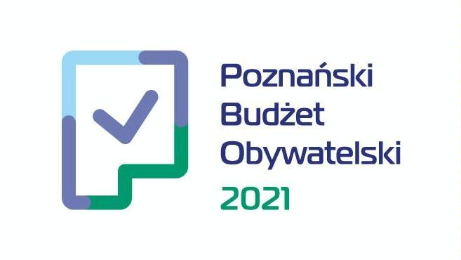 Logo Poznańskiego Budżetu Obywatelskiego. Przedstawia napis oraz obrazek przypominający kartkę papieru z tzw."ptaszkiem". - grafika rozmowy