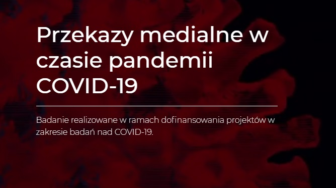 Grafika z nazwą badania, w tle schemat koronawirusa