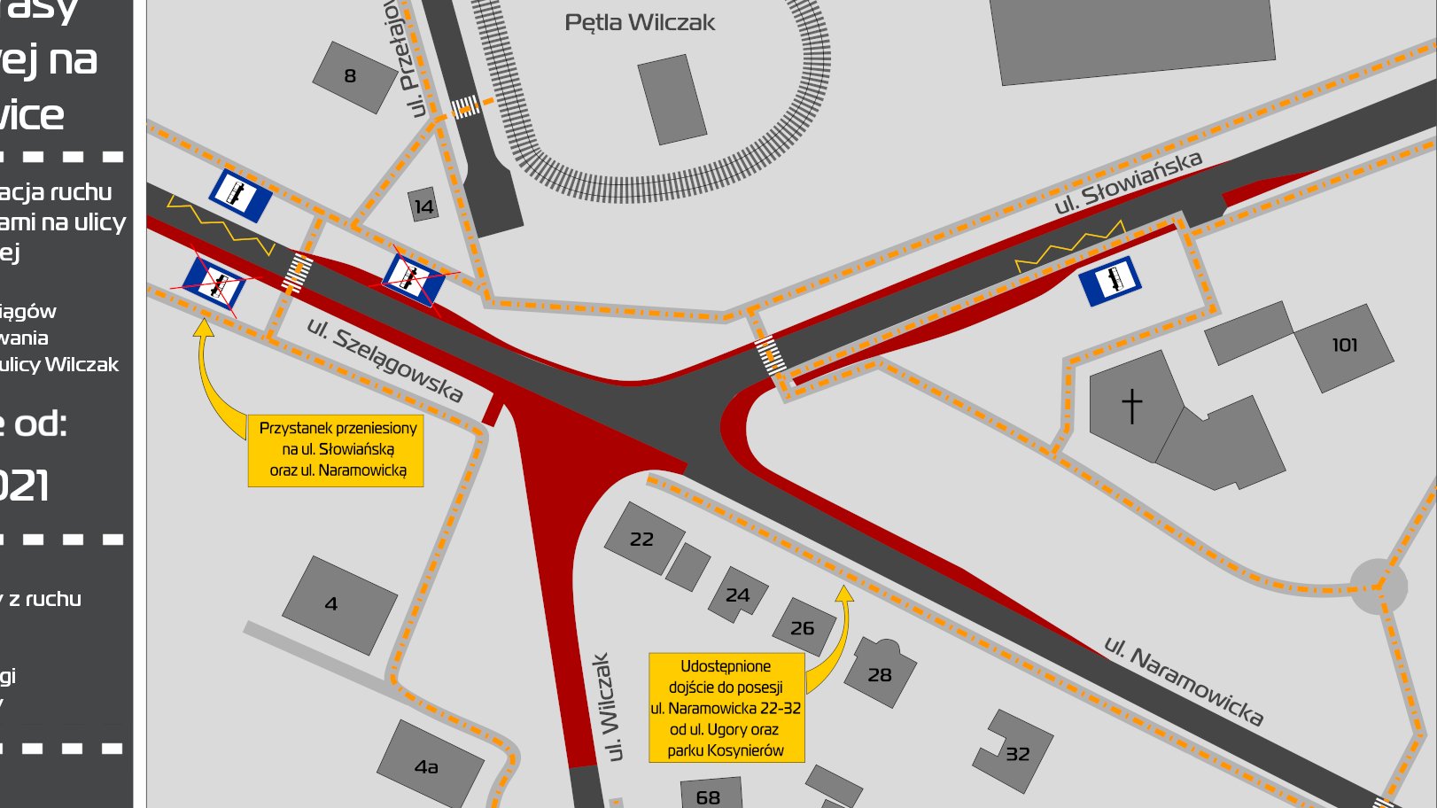 Infografika - mapka z trasami dla pieszych