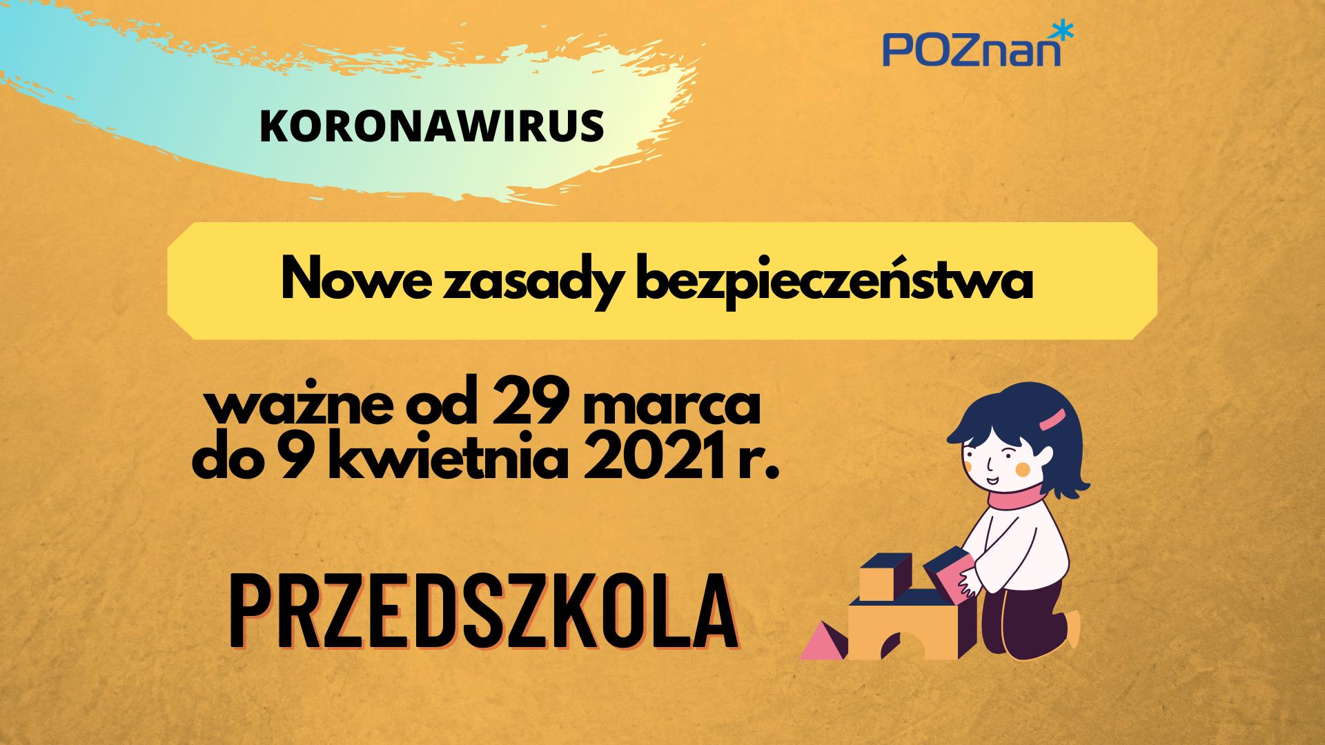 Grafika, na niej rysunek bawiącego się dziecka i informacje o nowych zasadach - grafika rozmowy