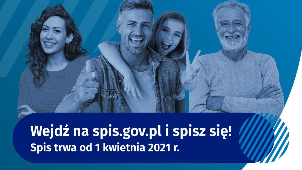 Galeria zdjęć przedstawia grafiki promujące udział w Narodowym Spisie Powszechnym.