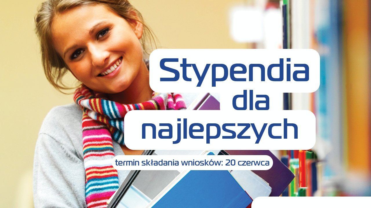 Grafika przedstawia dziewczynę w kolorowym szaliku i napis "Stypendia dla najlepszych". - grafika rozmowy