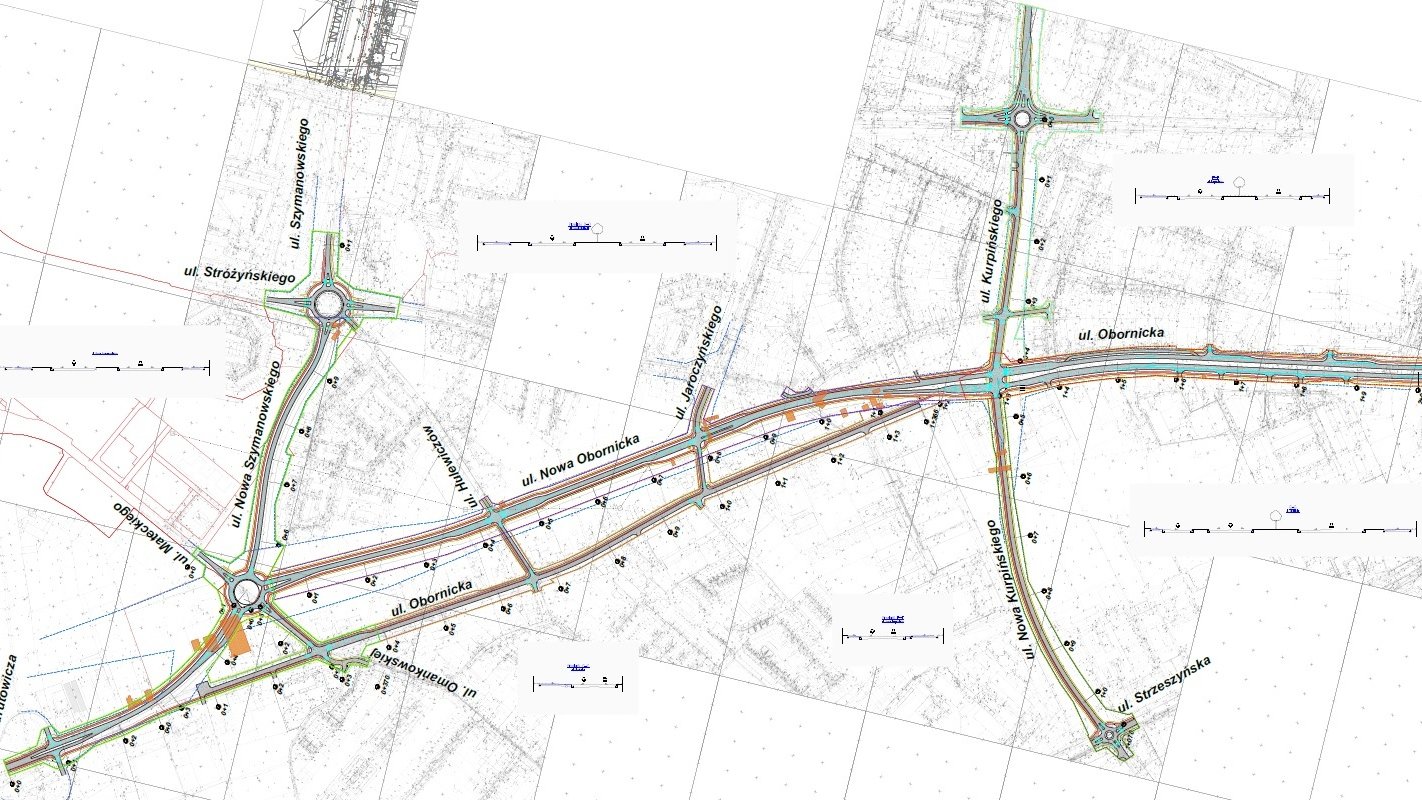 Na zdjęciu mapa z zaznaczonymi przebiegami proponowanych nowych ulic