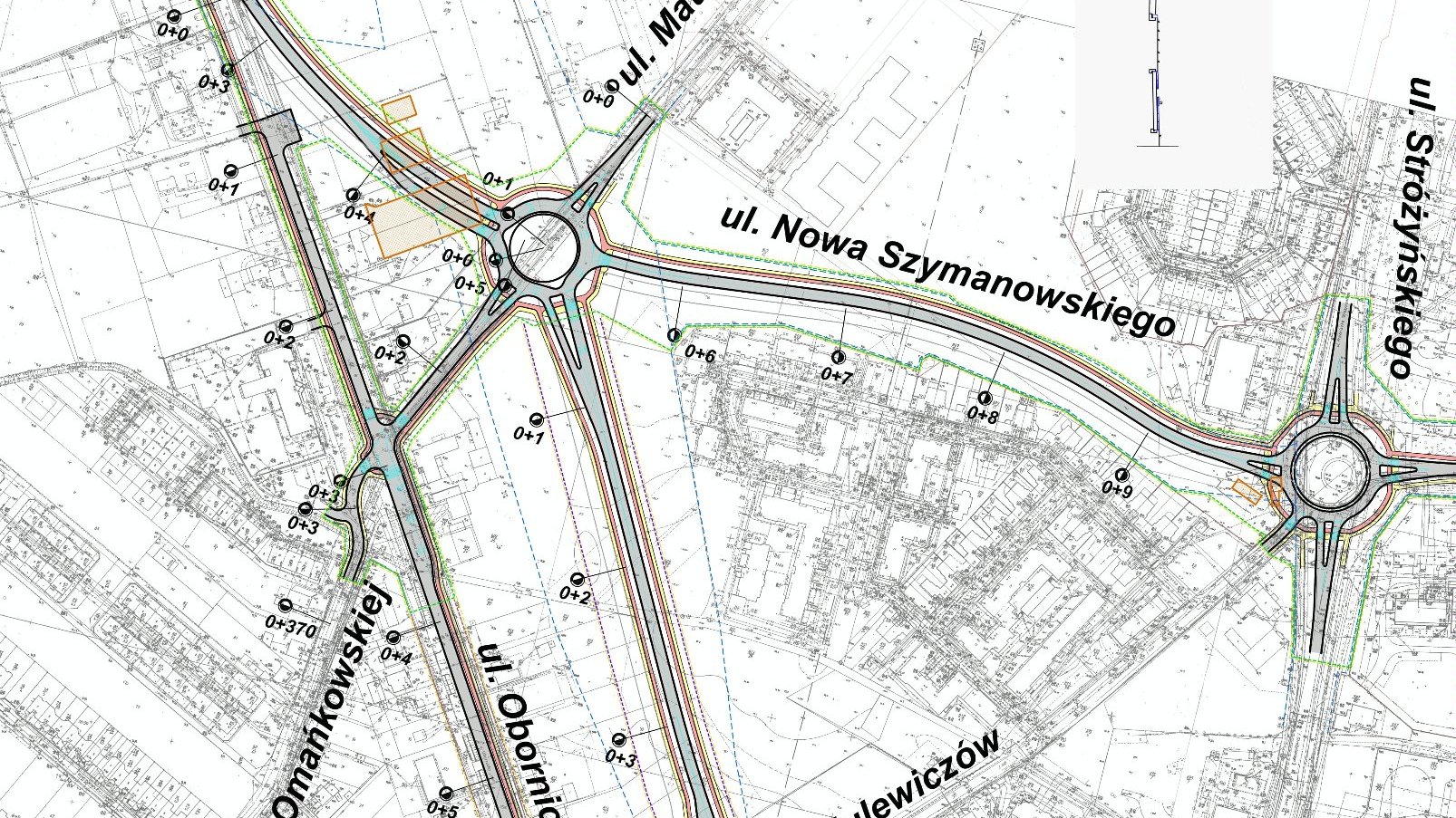 Na zdjęciu mapa z zaznaczonymi przebiegami proponowanych nowych ulic