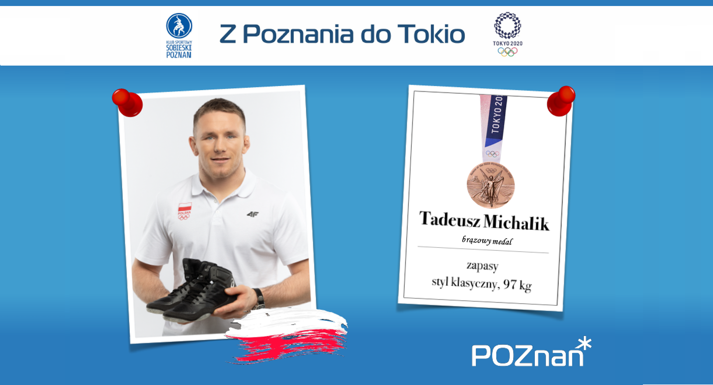 Grafika - zdjęcie sportowca, obok informacja o jego brązowym medalu - grafika rozmowy