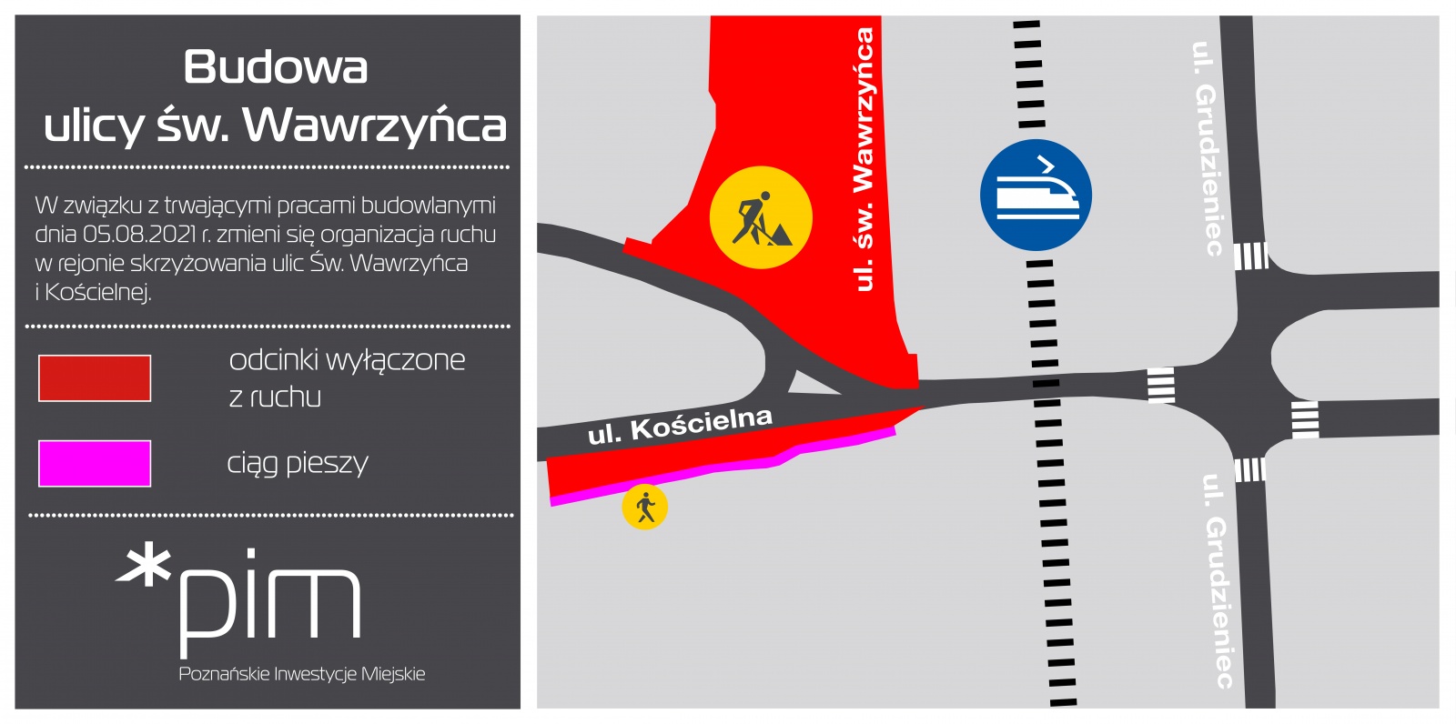 Grafika przedstawiająca zmiany w organizacji ruchu - mapka - grafika rozmowy