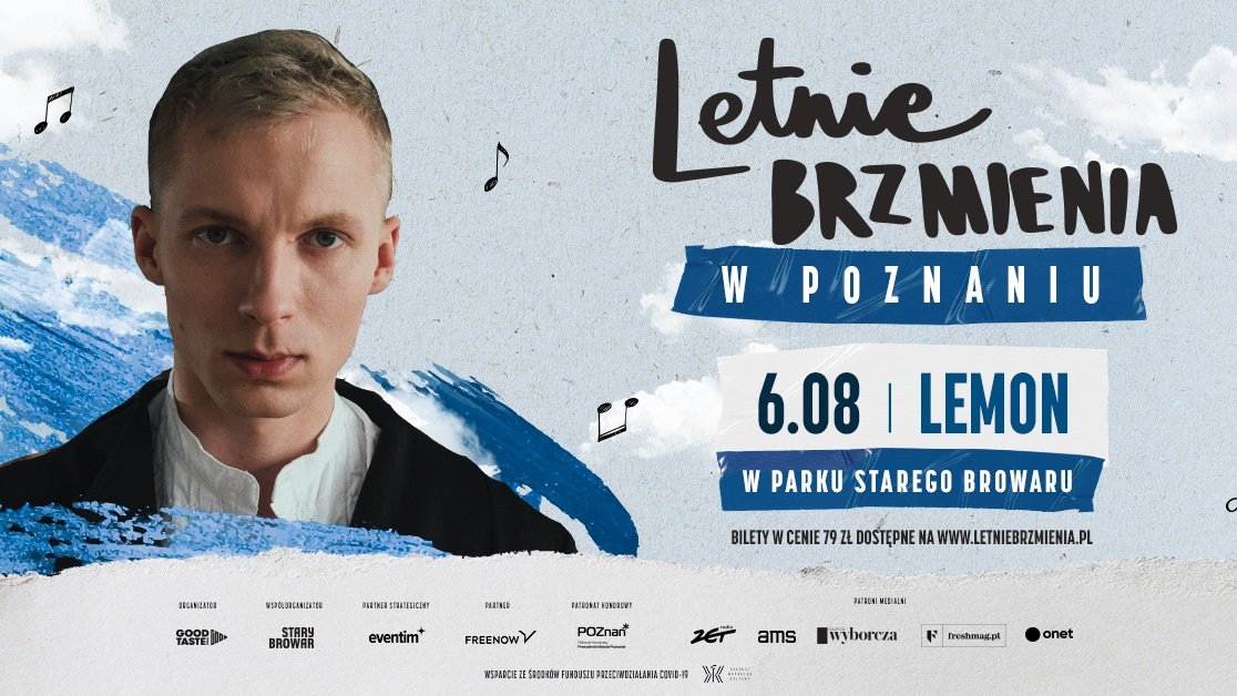 Plakat promoujący koncert Lemona w Parku Starego Browaru.