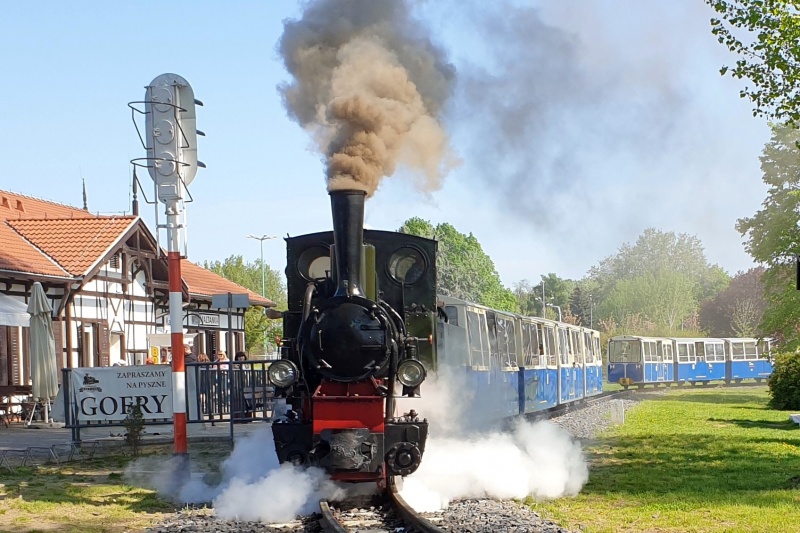 Zdjęcie parowozu Borsig na stacja Maltanka - grafika rozmowy