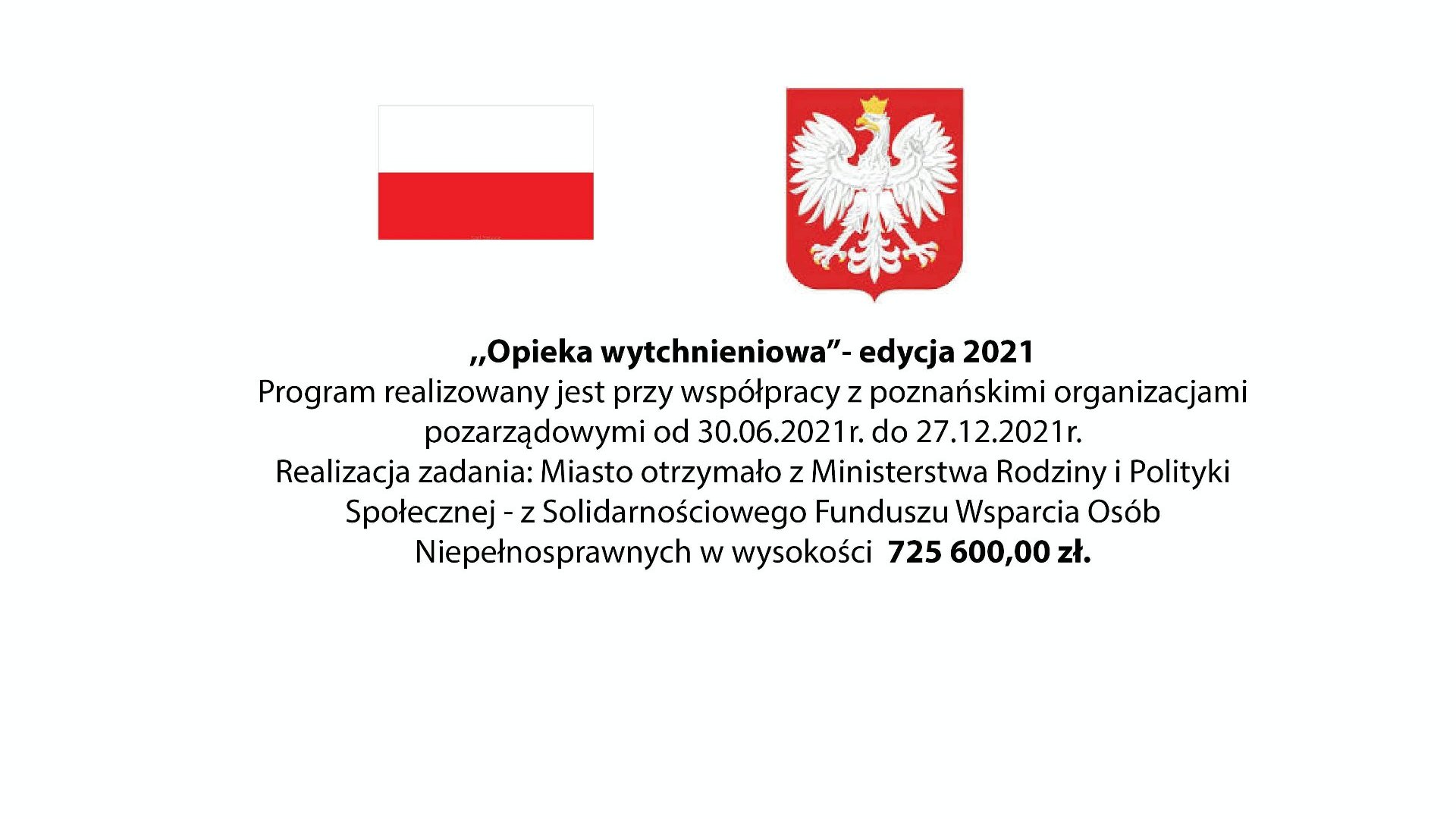 Grafika informacyjna: nazwa programu, nad nią polskie godło i flaga