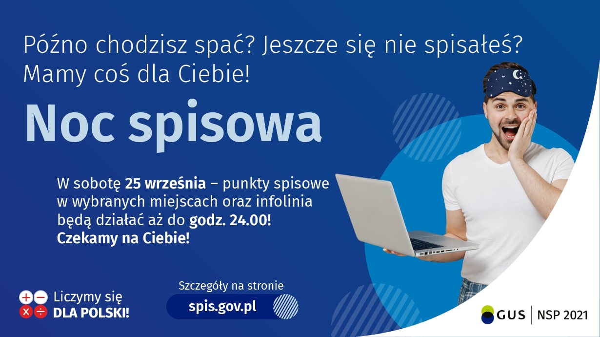 Plakat promujący Noc Spisową. - grafika rozmowy