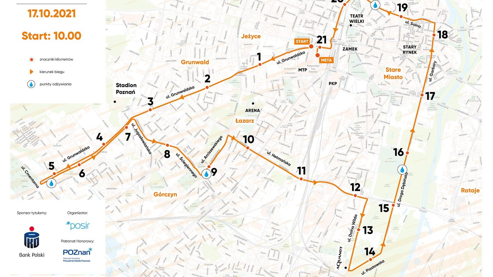 Mapa trasy 13. Poznań Połmaratonu