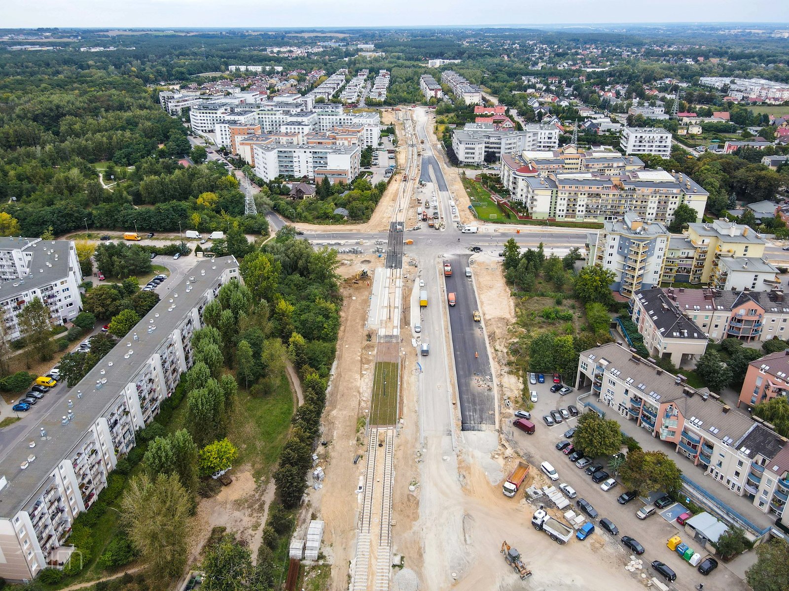 Widok z lotu ptaka na budowę trasy tramwajowej na Naramowice - grafika rozmowy