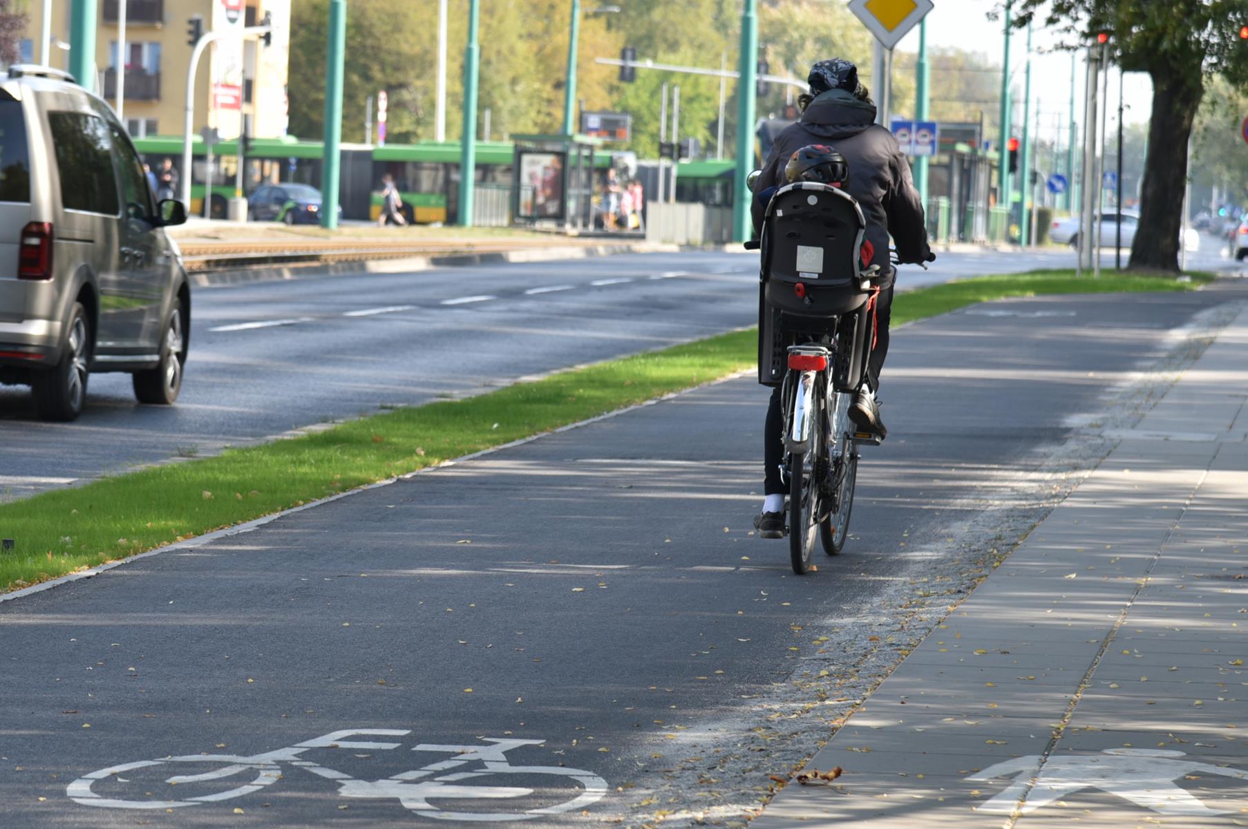 Rowerzysta na drodze rowerowej przy ul. Grunwaldzkiej - grafika rozmowy