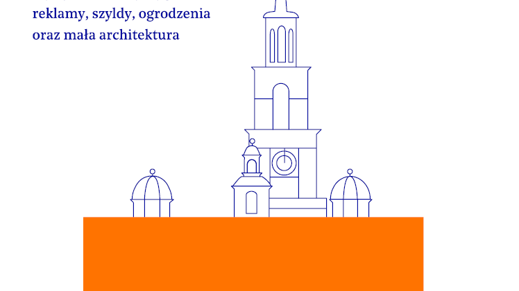 Grafika: schematyczny rysunek Ratusza. Obok napis "Odkryjmy Poznań".