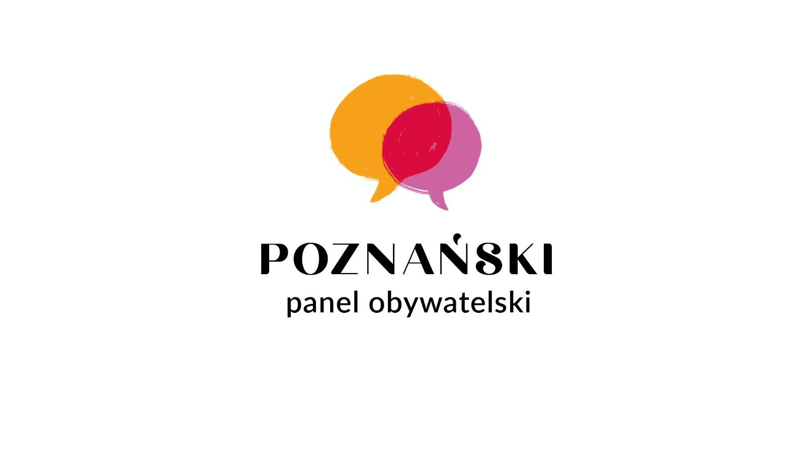 Grafika przedstawia napis Poznański Panel Obywatelski na białym tle. - grafika rozmowy