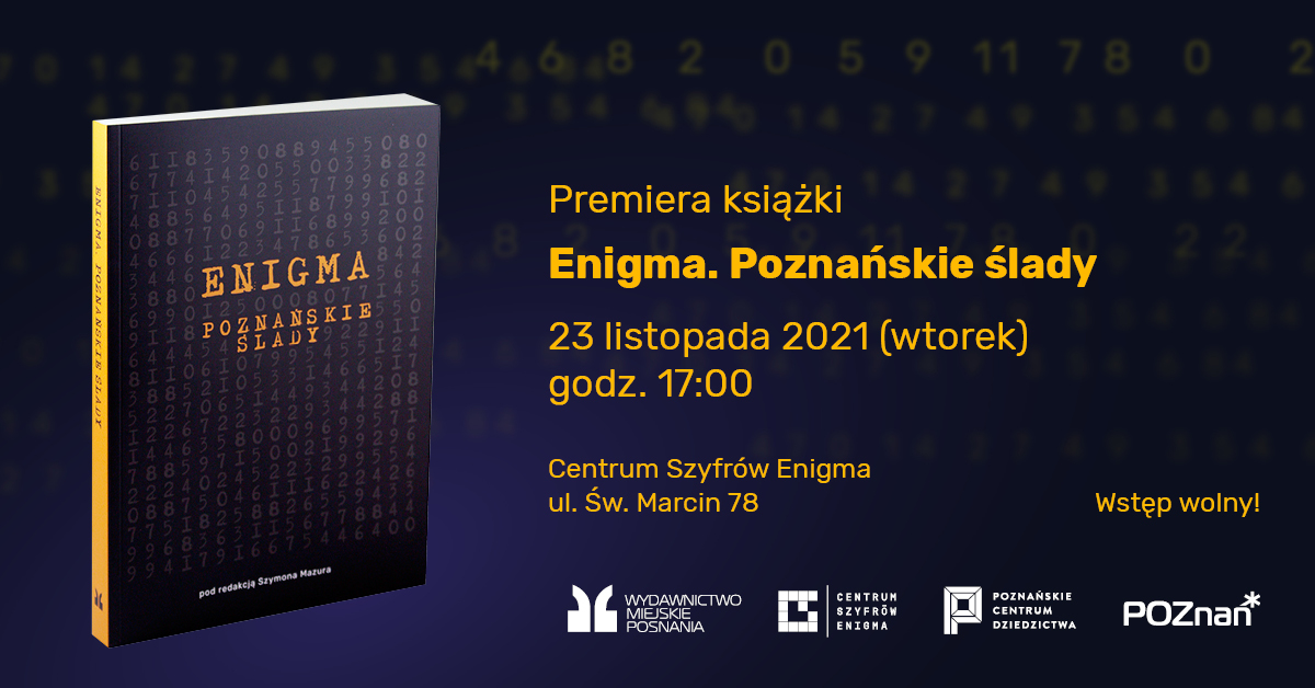 Grafika promująca premierę książki "Enigma. Poznańskie ślady". - grafika rozmowy