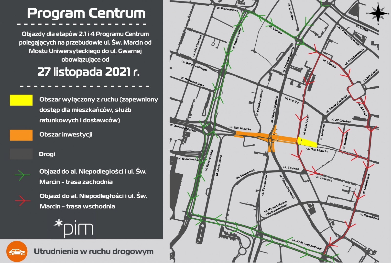 Infografika z mapką obrazującą zmiany w organizacji ruchu - grafika rozmowy