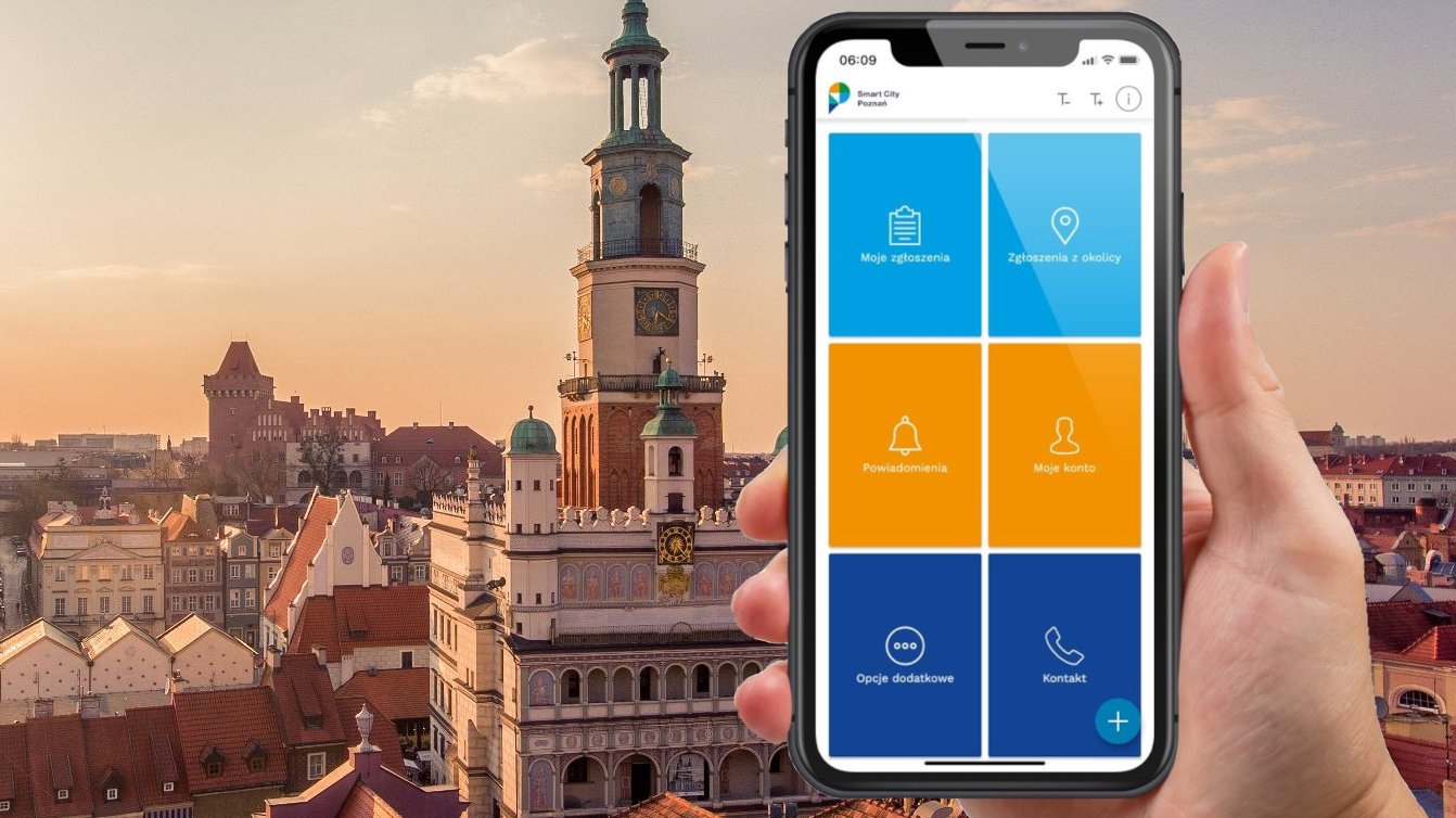 Galeria zdjęć przedstawia grafiki promujące nową odsłonę aplikacji Smart City Poznań.