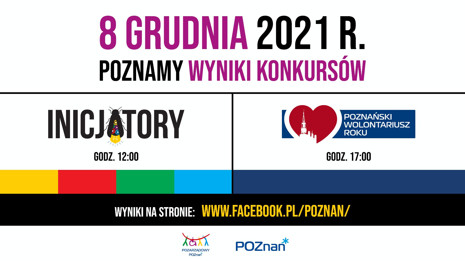 Grafika przedstawia termiany finałów konkursów Inicjatory i Poznański Wolontariusz Roku. - grafika rozmowy