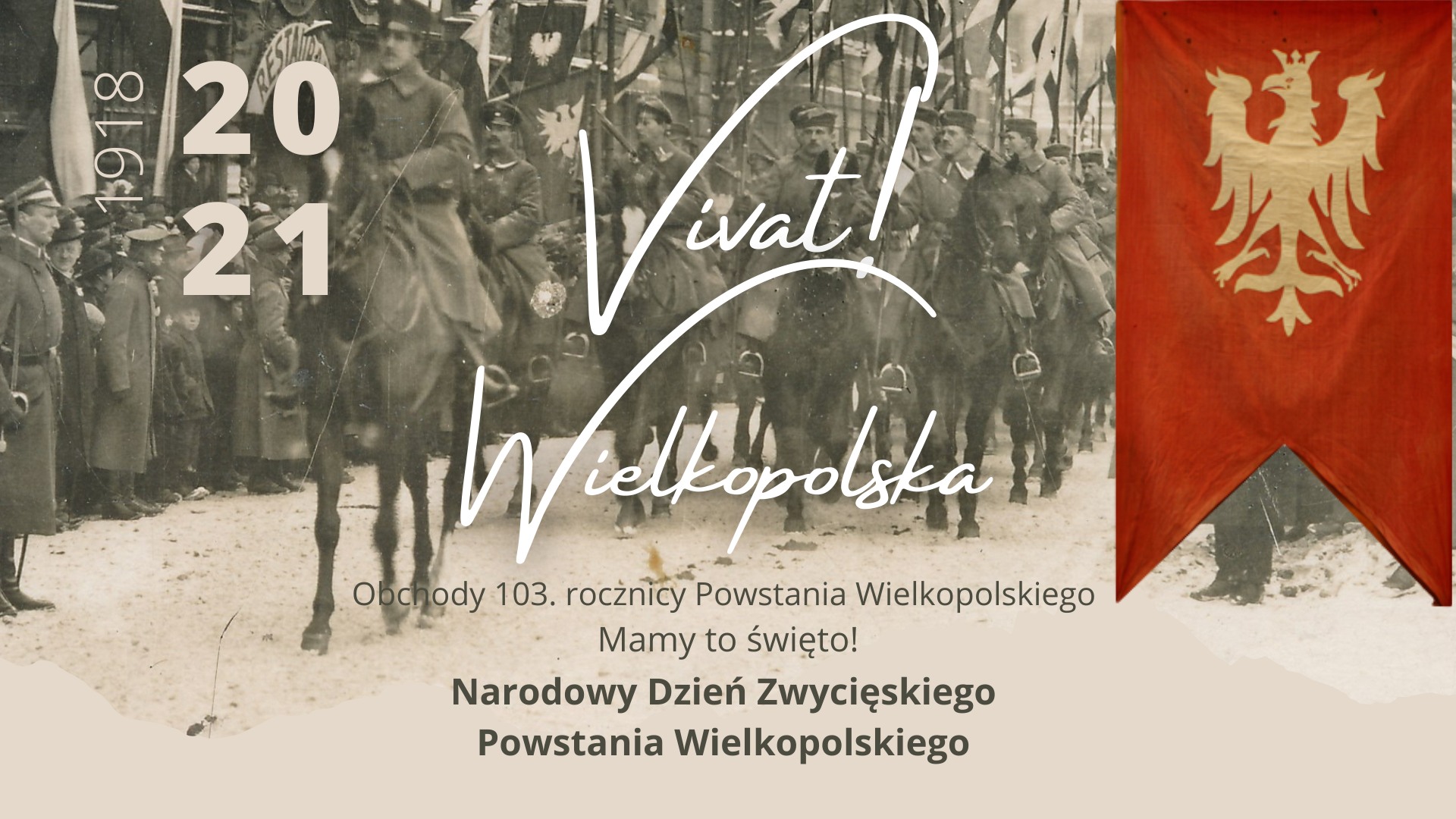 Galeria zdjęć przedstawia grafiki promujące wydarzenia związane z Narodowym Dniem Zwycięskiego Powstania Wielkopolskiego. - grafika rozmowy