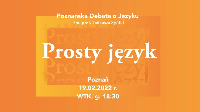 Grafika - program debaty na pomarańczowym tle