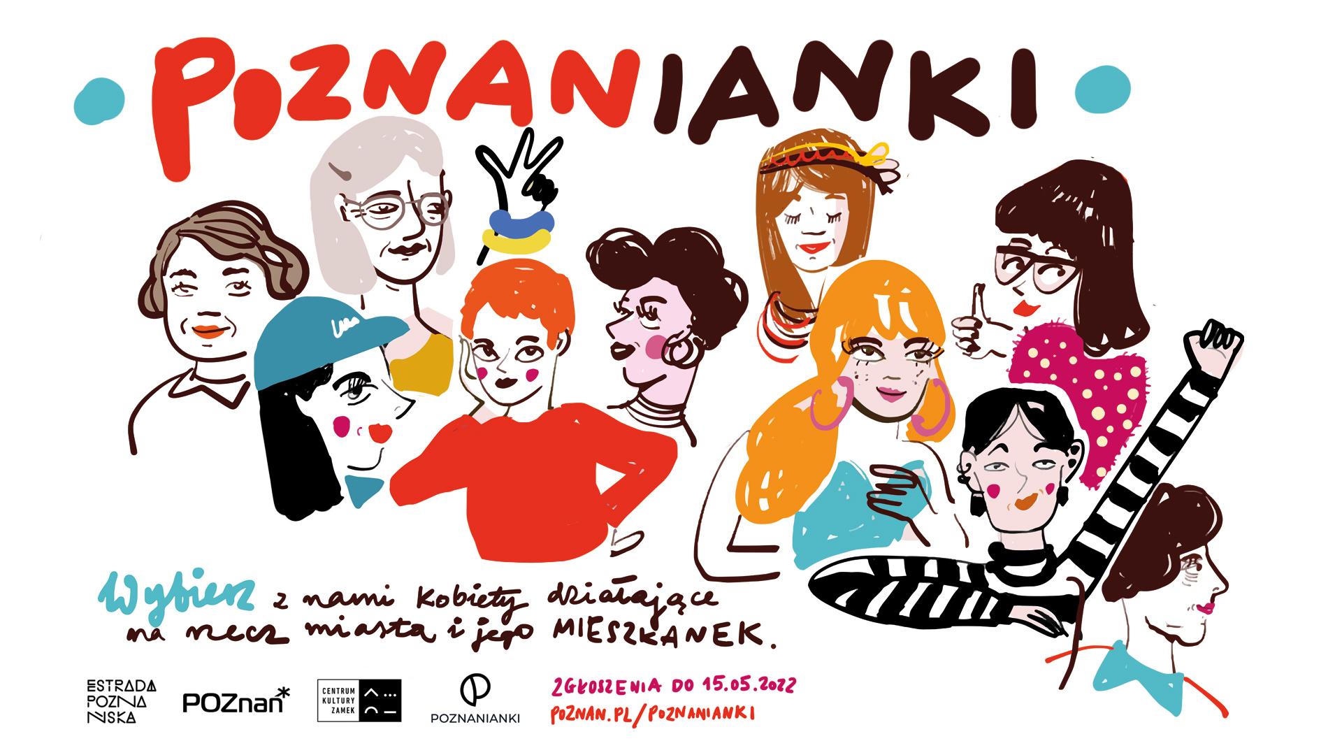 Grafika przedstawiająca kobiety w różnym wieku, nad nimi napis: poznanianki - grafika rozmowy