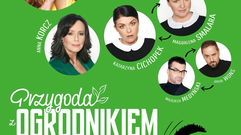 Grafika przedstawia zdjęcia aktorów i informacje o wydarzeniu.