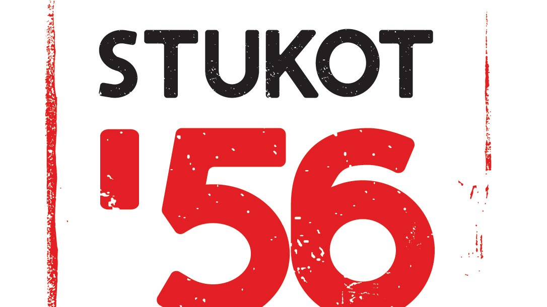 Grafika: na białym tle napis: STUKOT '56