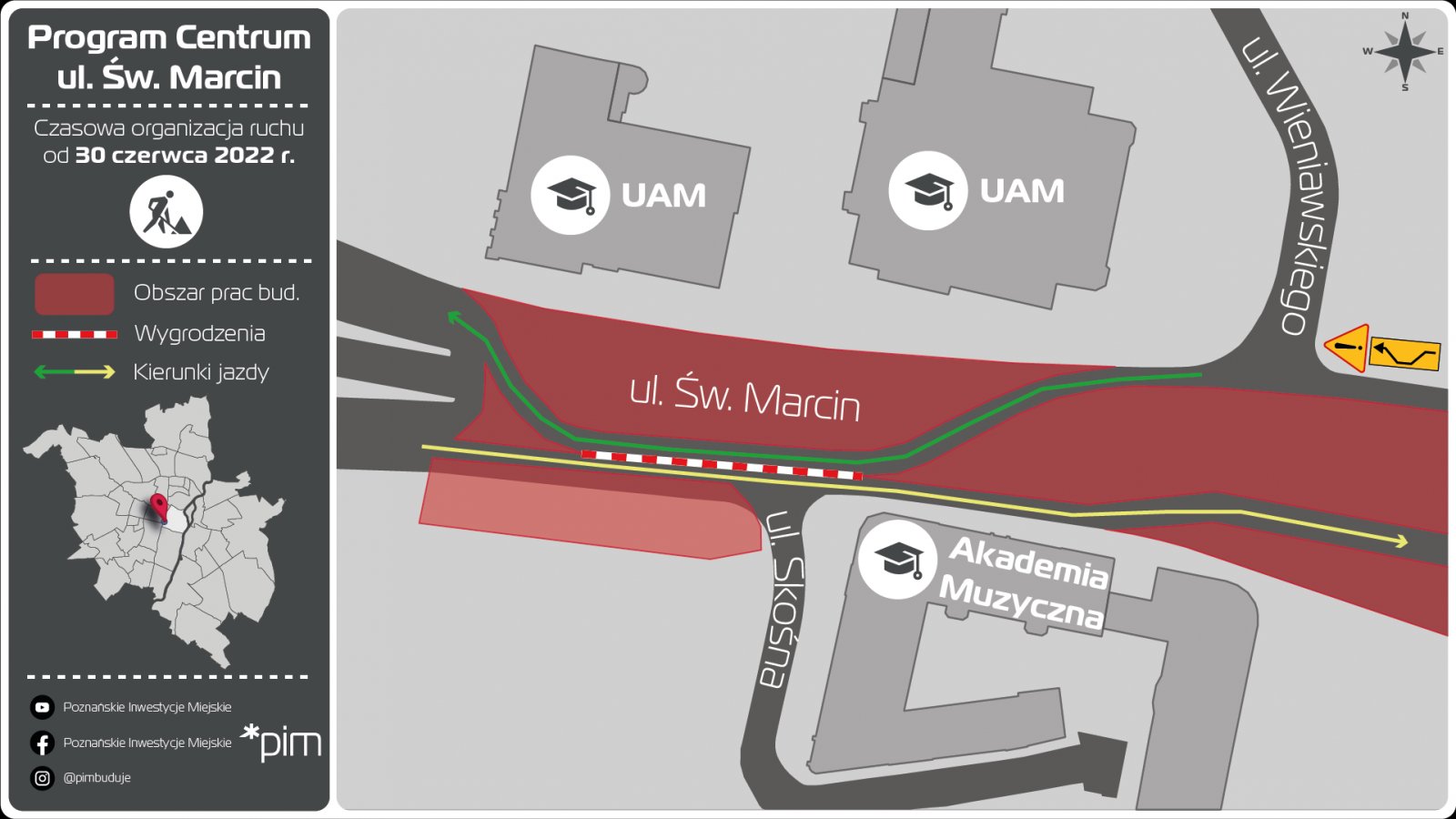 Mapka przedstawiajaca zmiany organizacji ruchu.