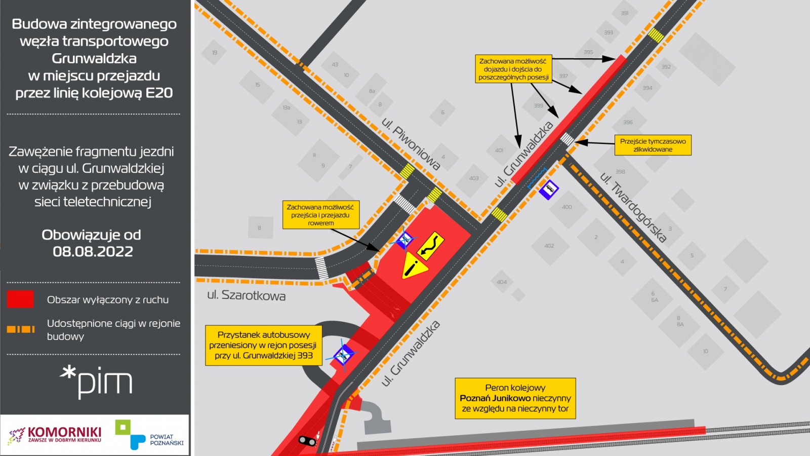 Grafika: mapa z zaznaczonymi zmianami organizacji ruchu - grafika rozmowy