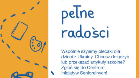 Grafika ze schematycznym rysunkiem przyborów szkolnych, obok najważniejsze informacje o akcji