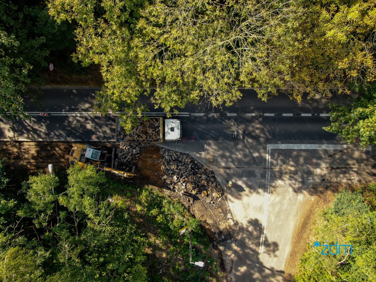 Widok z lotu ptaka na prace przy ul. Koszalińską - grafika rozmowy