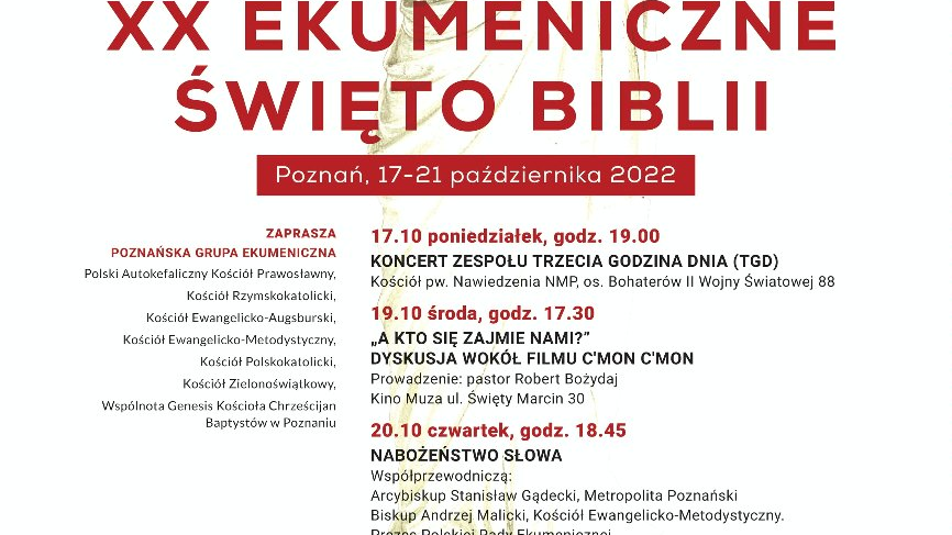 Program XX Ekumenicznego Święta Biblii w Poznaniu.