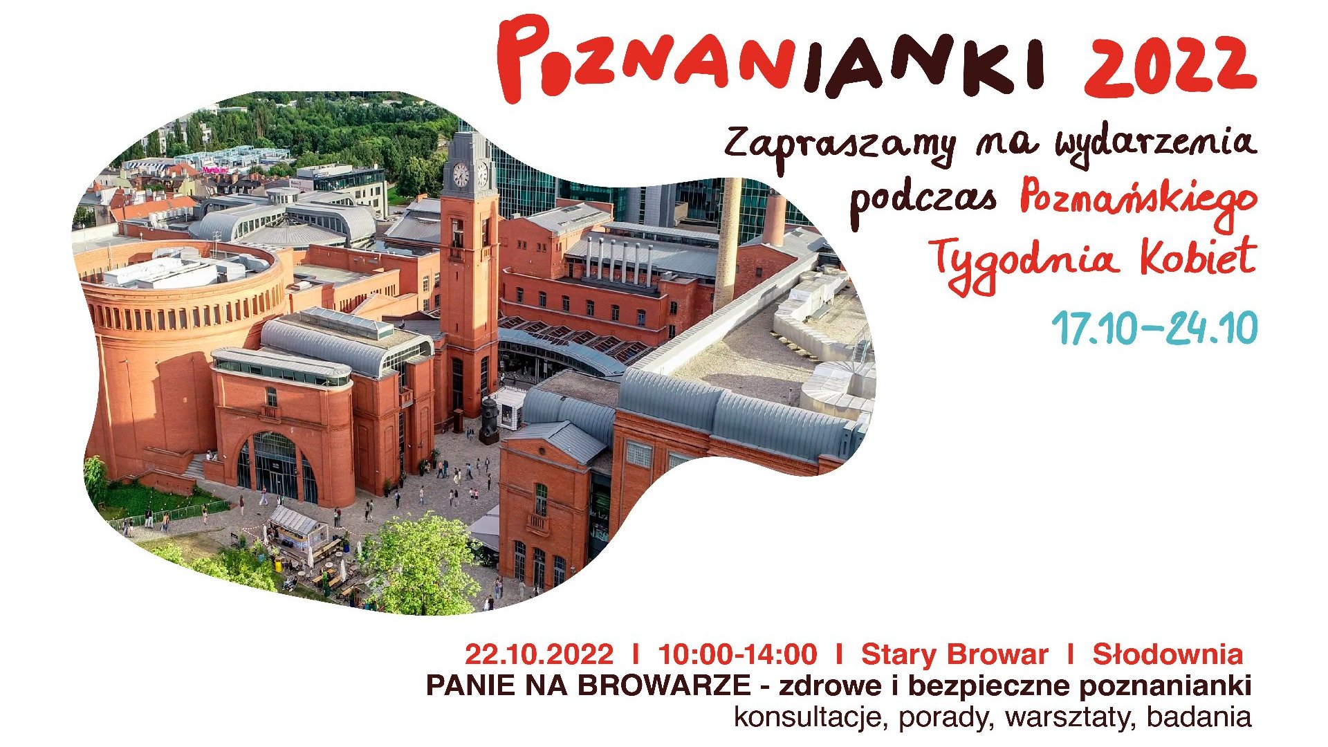 Grafika: zdjęcie Starego Browaru, obok najważniejsze informacje o wydarzeniu - grafika rozmowy