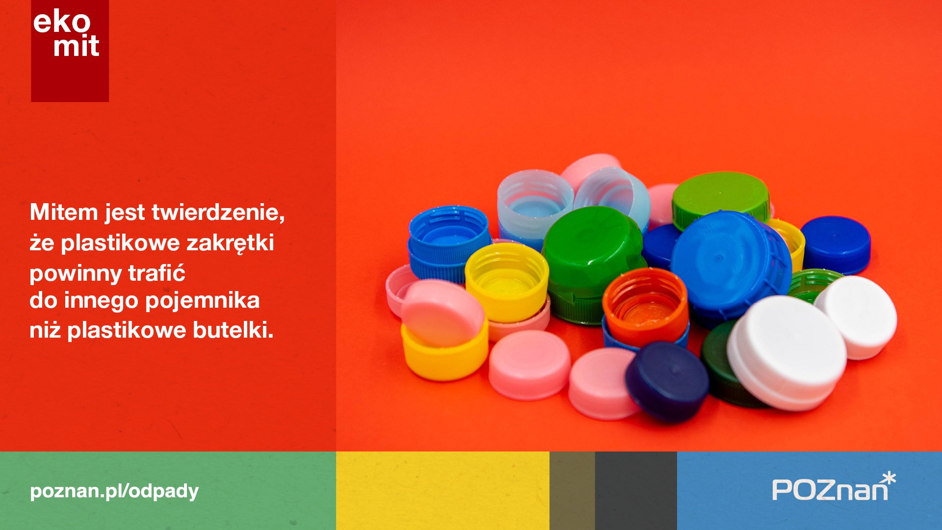 Grafika z plastikowymi nakrętkami oraz napisami