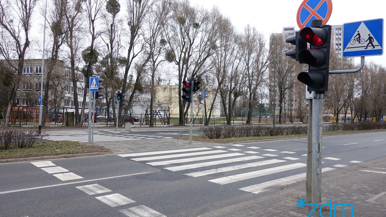 Sygnalizacja na przejściu dla pieszych przy ul. PIłsudskiego