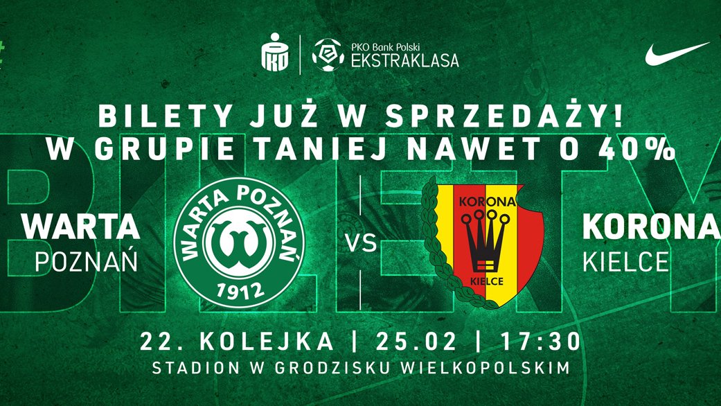 Baner z informacją o promocji Warty Poznań