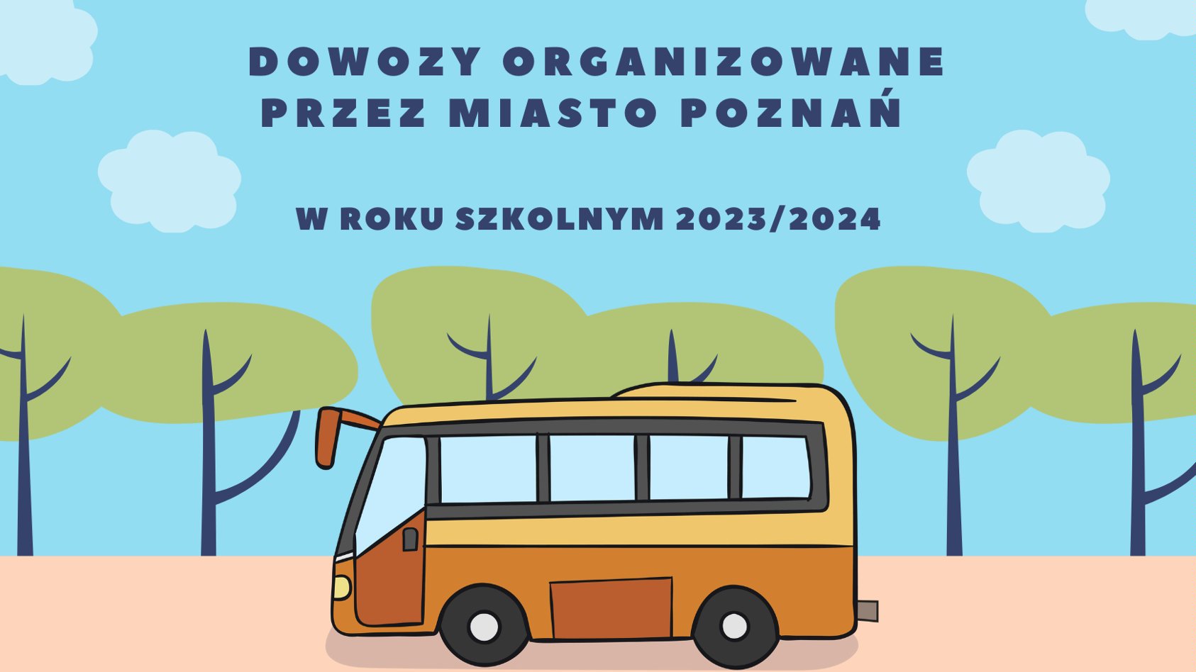 Grafika z napisami, autobusem oraz drzewami - grafika rozmowy