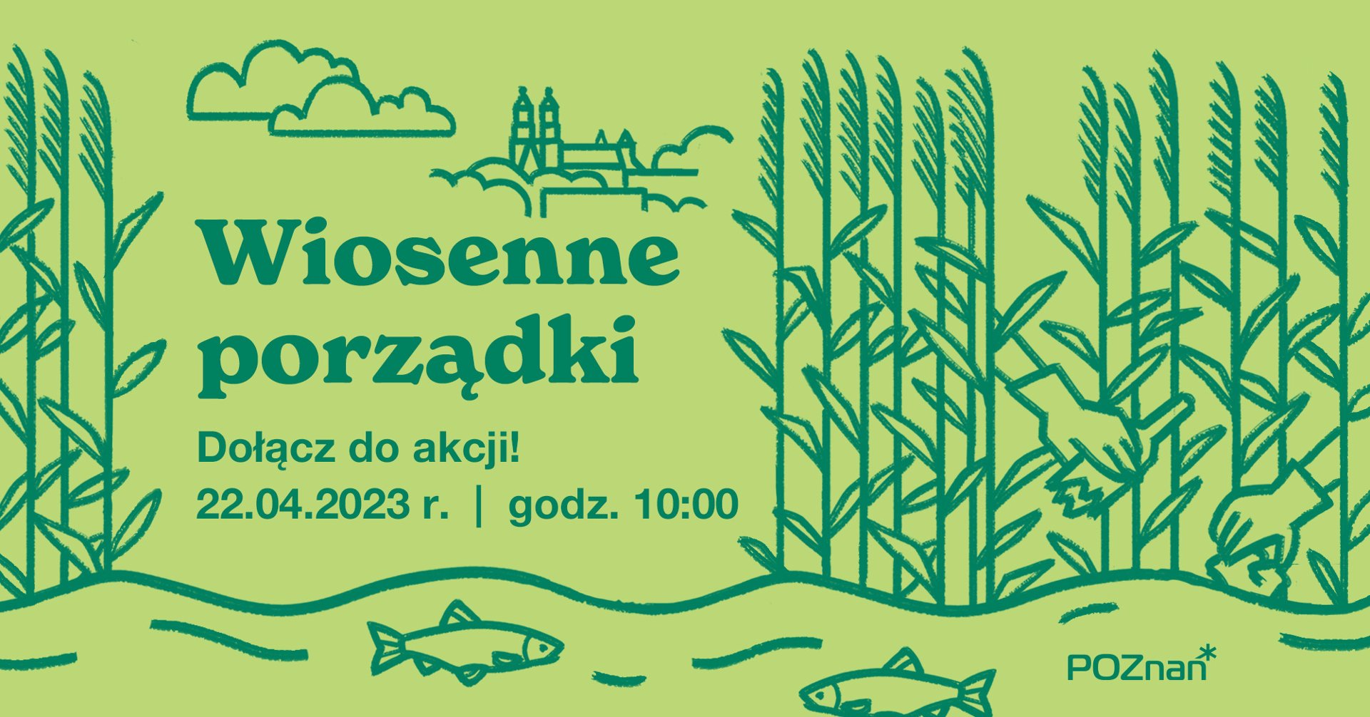 Zielona grafika z elementami graficznymi oraz informacjami o wydarzeniu - grafika rozmowy