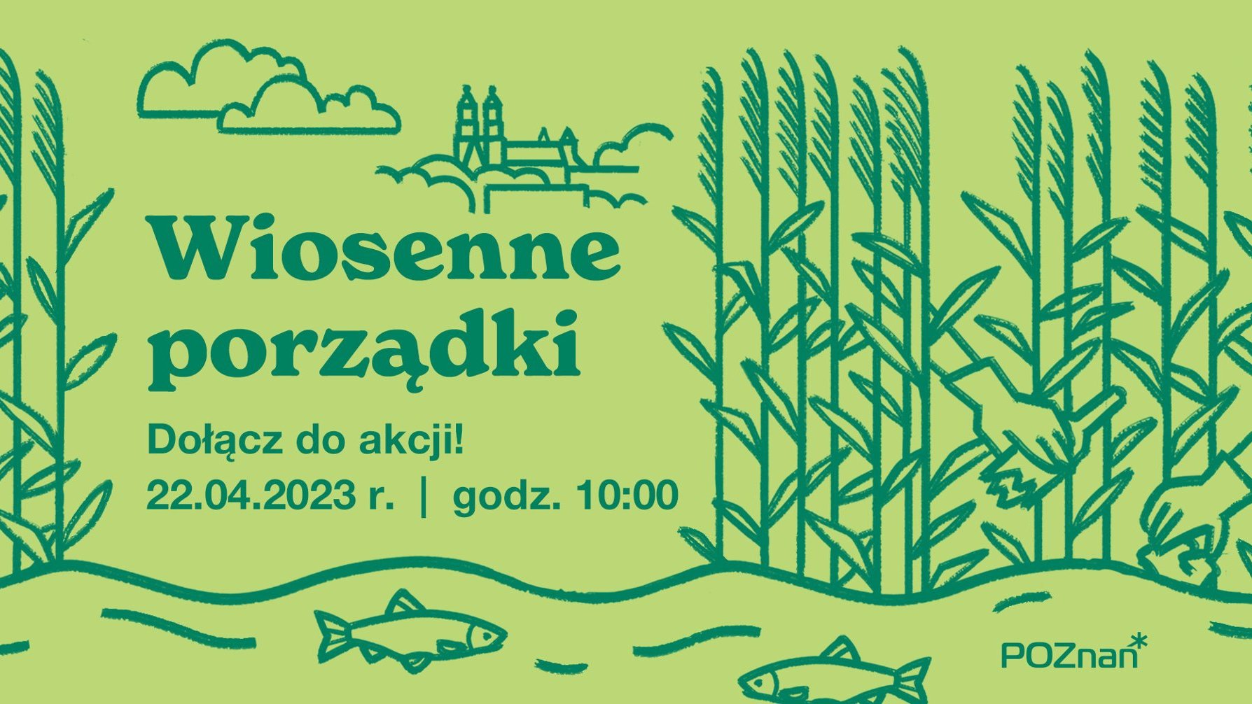 Zielona grafika z elementami graficznymi oraz informacjami o wydarzeniu