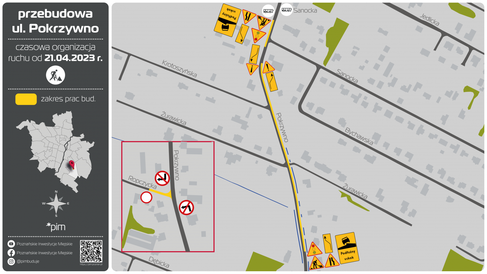 Mapa z zaznaczoną nową organizacją ruchu - grafika rozmowy