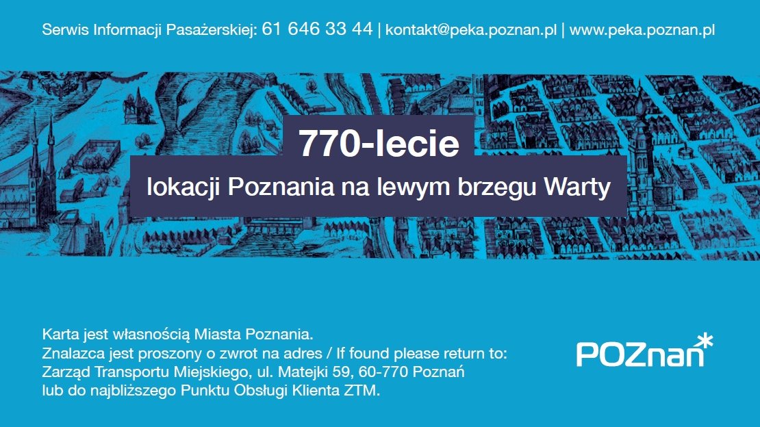 Karta PEKA z okazji 770-lecia lokacji Miasta Poznania - rewers