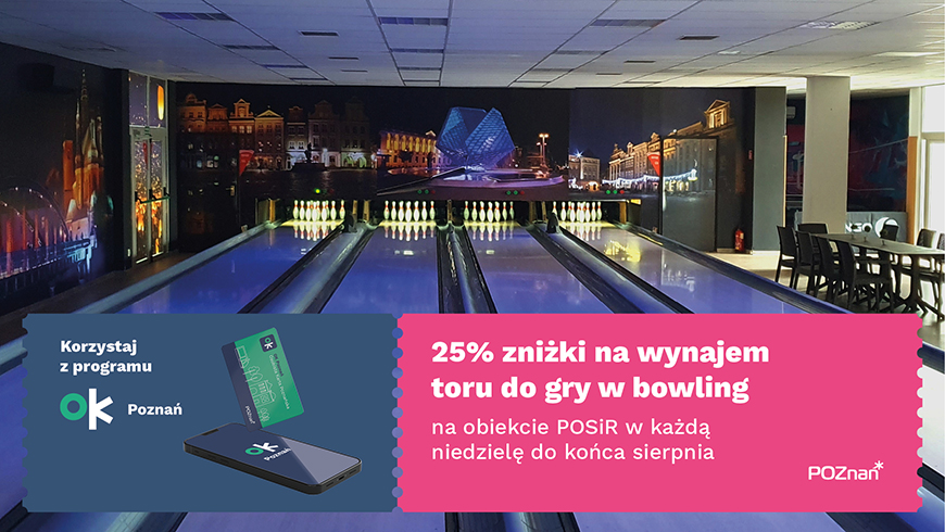 Grafika: tor do bowlingu, na zdjęciu ramka z najważniejszymi informacjami o zniżkach - grafika rozmowy