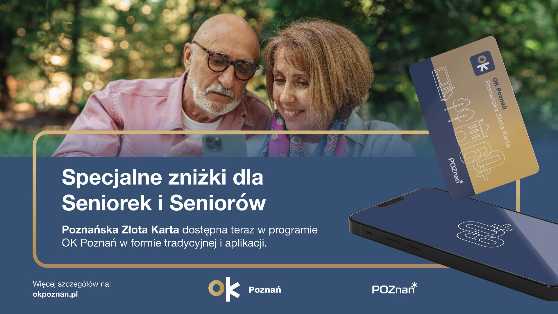 Grafika: zdjęcie seniorów i najważniejsze wiadomości o nowej karcie - grafika rozmowy