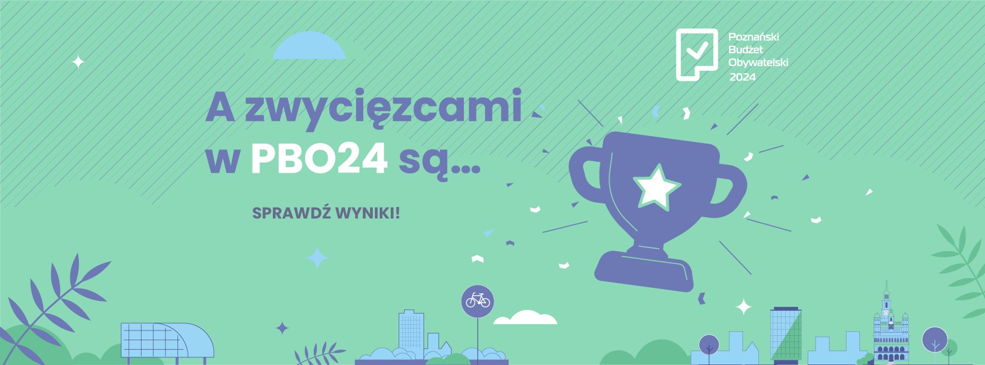 Grafika przedstawia puchar, obok niego widać napis "A zwycięzcami w PBO23 są...". W lewym górnym rogu widać logo PBO24. - grafika rozmowy