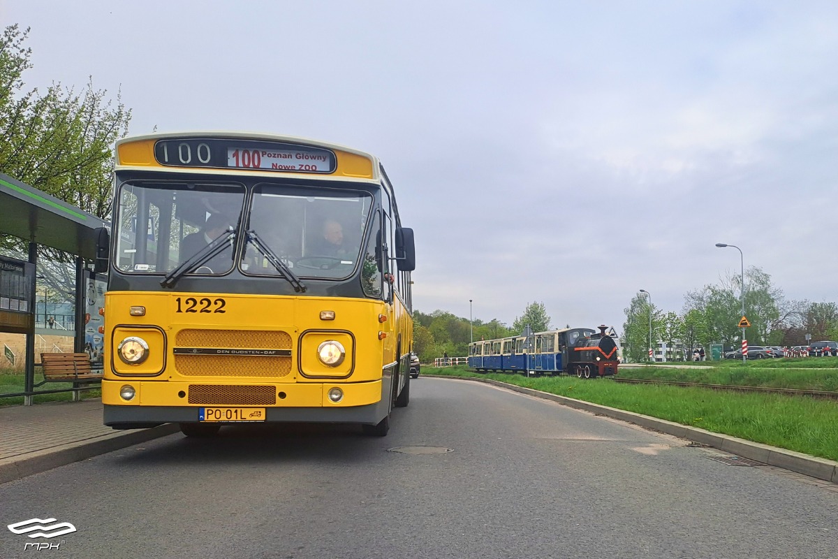 Żółty autobus DAF wożący ludzi na trasie linii turystycznej nr 100 oraz kolejka Maltanka - grafika rozmowy