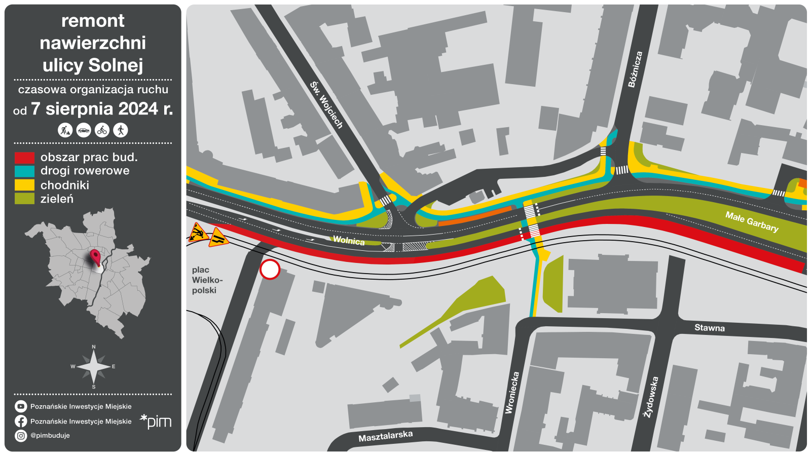 Grafika z mapą i zmienioną organizacją ruchu - grafika rozmowy