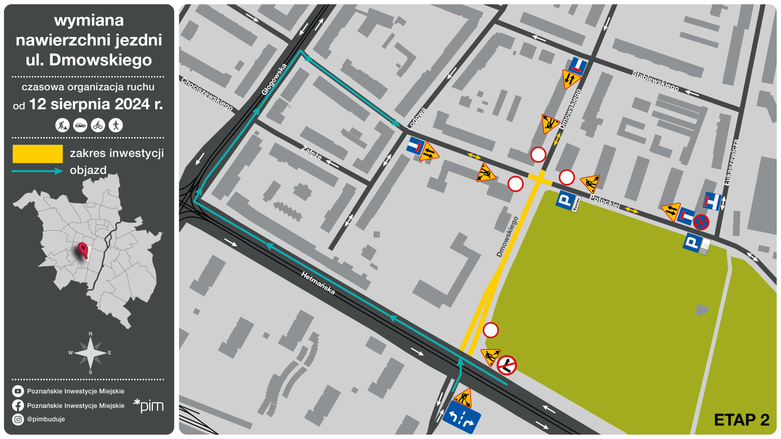 Grafika: mapa przedstawiająca zmiany w organizacji ruchu - grafika rozmowy