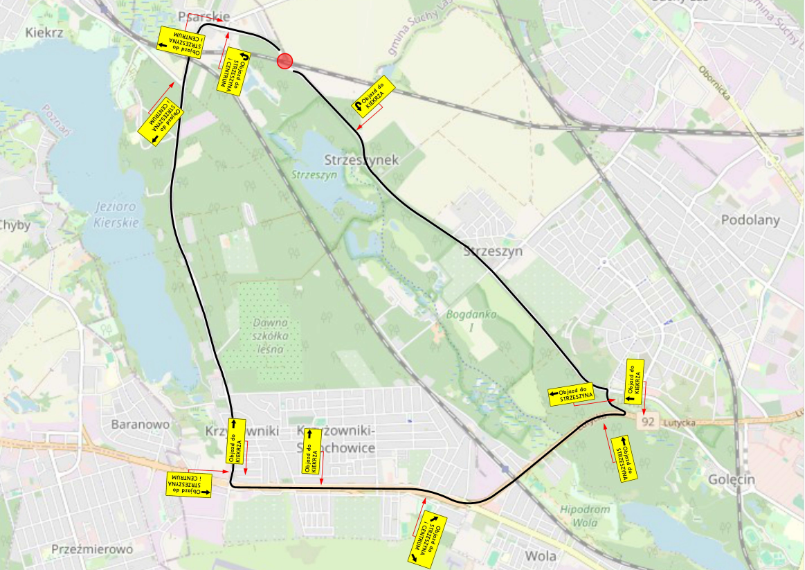 Grafika- mapka z zaznaczonymi objazdami - grafika rozmowy